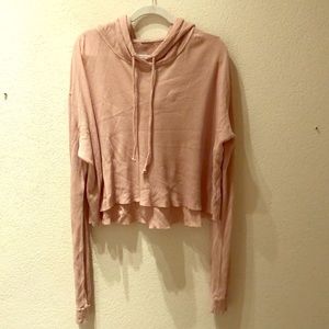 Cropped oversized Brandy Melville blush hooded top